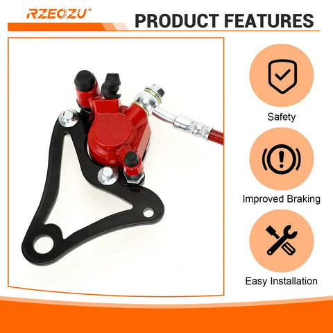 Rear Hydraulic Brake Kit With Caliper Mounting Bracket For Mini Bikes Direct Replacement For Monster Moto 80cc 105cc MMB80 MMB105 GMB100 Coleman RB100 RT100 180mm Disc Rotor Bolt On Upgrade For Safer Street Rides