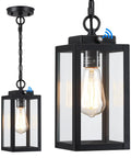 Top Shelf Build And 11 Inch Black Outdoor Pendant Light Comes Loaded With Smart Dusk To Dawn Sensor Serving As Knockout Wall Lantern That Will Absolutely Glow Up Your Front Porch Or Patio Every Single Night - Stylish black aluminum light with clear glass shade.