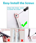 Top Shelf Heavy Duty Folding Shelf Brackets 20 Inch Wall Mount Space Saving Brushed Stainless Steel DIY Desk Support Built Like A Tank Holds 440 Pounds Pack Of 2 screw installation guide with highlighted design features.