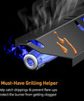 Five Pack Heat Plate Replacement Kit For 3, 4 And 5 Burner Grills With No Fuss Easy Install Heat Tent catching drippings over burner