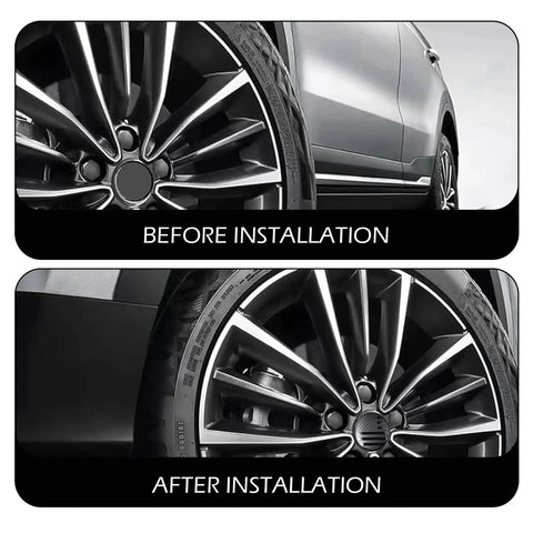 Top Shelf American USA Flag Wheel Center Caps For Chevrolet GMC Colorado Yukon Sierra 3.25 Inch Rim Hub Covers Blackout Design before and after installation