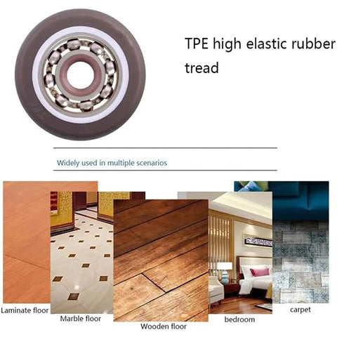 Low Profile 1 Inch Silent Ball Bearing Casters 4 Pack Mini Furniture Wheels For Beds And Drawers Dead Quiet Smooth Operator Design uses TPE rubber tread.