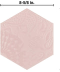 Hex Rose Porcelain Tile For Floors And Walls, Gaudi Lux Style, 8.6 By 9.9 Inches, soft pink textured hex pattern, close-up view.