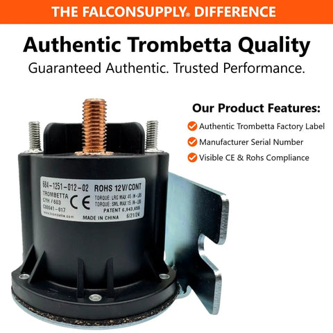 Genuine Trombetta 12V Continuous Solenoid Relay Kit For Hiniker Pierce Boss RT3 RT2 SnowDogg Snow Plow Parts Beefed Up Heavy Duty Hydraulic Pump RV Battery Isolator Liftgate Dump Trailer Winch