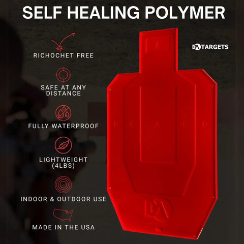 Full Size Self Healing Silhouette Reactive Shooting Target For Range Training Indoor And Outdoor Practice, red polymer design