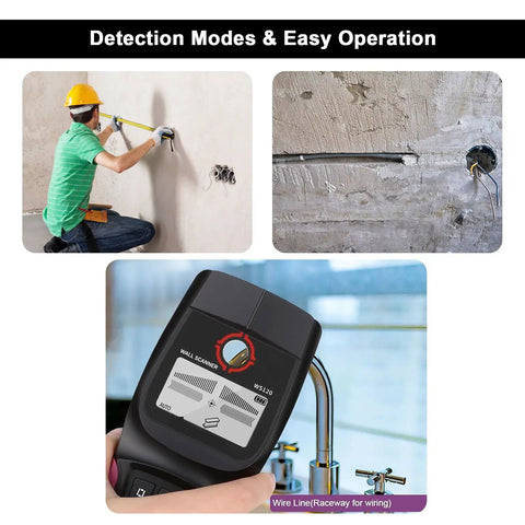 Professional Wall Scanner, Stud Finder & Live Wire Detector in use for detecting wires behind walls and ceilings.