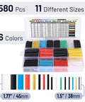 Heat Shrink Tubing Kit With 11 Sizes And 2 To 1 Shrink Ratio 580 Pcs In 6 Colors With Storage Case for wire insulation