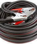 Heavy Duty Twin Cable Battery Jumper Cables, 25-Foot, 500 Amp Clamps On Both Ends, Number 4 Copper Welding Cable, Black And Red