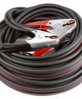 Coiled Heavy Duty Twin Battery Jumper Cables, 20 Foot, Number 4 Copper Welding Wire, 500 Amp Clamps On Both Ends, Black And Red.