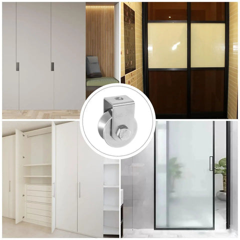 Heavy Duty Stainless Steel Pulley Wheel Track Roller For Sliding Doors And Gates Built Different With Zero Noise Vibes Smooth Glide Performance Handles Heavy Loads On Wire Rope Systems Top Tier showcased with sliding door setups.