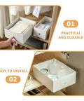 Rock Solid Heavy Duty Ball Bearing Drawer Slides Pair And Smooth As Silk Side Mount Tracks For Cabinets And Furniture With Cold Rolled Steel Full Extension Glide in a closed cabinet with organized items.