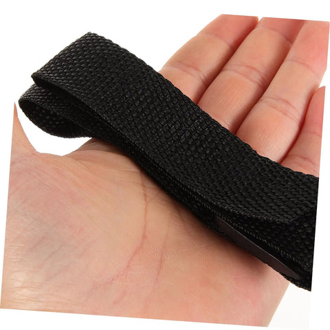 Close-up of black adjustable strap for Eight Pack Lawn Aerator Shoes With Adjustable Straps Turf Spike Laces Wearable Lawn Aeration Sandals