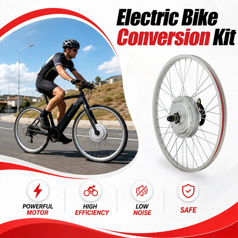 Upgrade Your Ride With 750W 24 Inch Front Wheel E Bike Hub Motor Conversion Kit Featuring 390 RPM Handbrake And Thumb Throttle