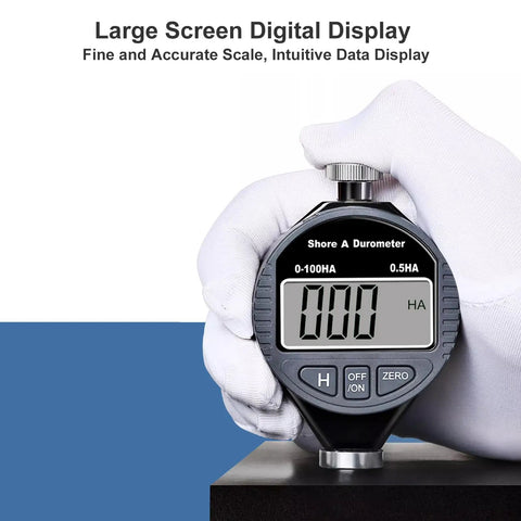 Digital Shore Type A Durometer 0 To 100HA Hardness Tester With 0.1 HA Resolution For Rubber Plastic Tire Leather And Wax Handheld Easy Readout Accurate Measurements For DIY And Pro Shop Jobs, handheld on display