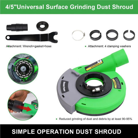 Power Dust Shroud For Angle Grinders 4.5 Inch And 5 Inch Includes Diamond Grinding Cup Wheel Universal Surface Grinding Shield