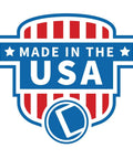 Made in the USA badge, blue and red, stars and stripes design