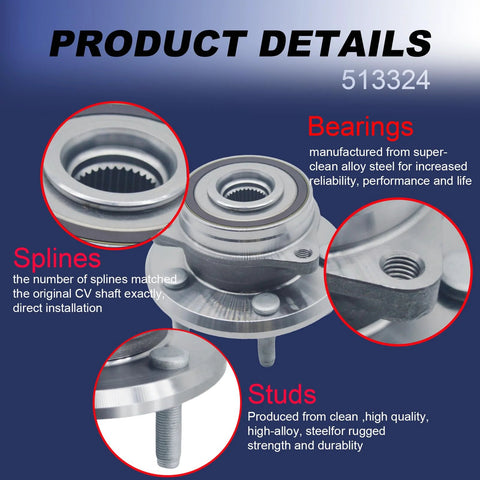Front Wheel Bearing And Hub Assembly 5 Lug 513324 Fits Jeep Grand Cherokee 2011 2021 And Dodge Durango 2011 2023 details view