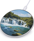 Krka River Waterfall Inspired Wireless Charger Pad 10W Fast Charge Slim Portable Charging Station, landscape design