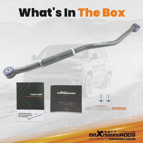 Adjustable Front Track Bar For Ram 2500 3500 2003-2013 Fit 2-6 Inch Lift, eye-to-eye track bar kit with hardware and instructions