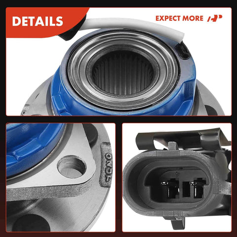 Close-up of Front Left & Right Hub Assembly Pair with ABS Sensor and 5-Lug Wheel Bearings, highlighted ABS connector details