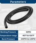 High Temp Silicone Vacuum Hose For Cars And Trucks Heavy Duty Vacuum Line 0.5 Inch ID 3mm Wall Thickness 3.3 Ft Length Black 130 PSI Max Durable Automotive Silicone Tubing coiled on engine compartment.
