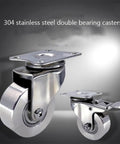 Four Pack Industrial Plate Caster Wheels Heavy Duty Steel Castors Non Swivel With Rust Proof 304 Stainless Steel Housing for All Floor