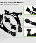 SCITOO 12-piece front suspension kit components: black lower control arms, ball joints, inner/outer tie rod ends, sway bar end links