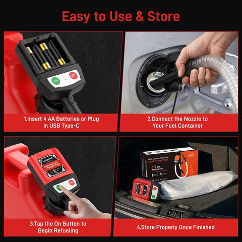 Automatic Portable Fuel Transfer Pump With Auto Stop And 30 Second Alert No Spill Fast 3.8 GPM Electric Gas Can Pump in use