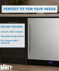 Hella Solid 24 Inch Built In Outdoor All Freezer Featuring True Frost Free Forced Air Cooling Slick Black Cabinet with features listed.
