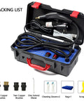 Open case with Powerful 3000W High Temperature Steam Cleaner For Home And Auto Use, shown with accessories including brushes and gloves.
