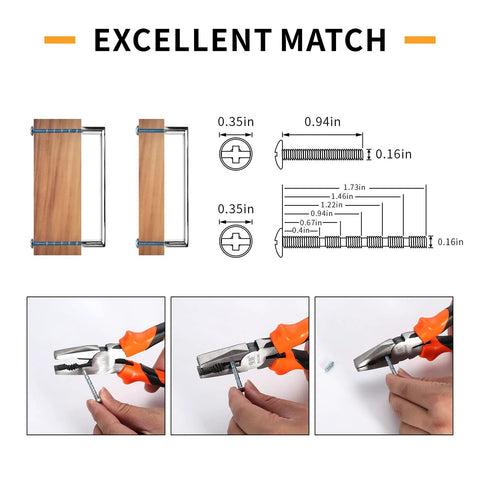 Installation guide for 10 Pack 4 Inch Matte Black Cabinet Pulls for Kitchen Cabinets, showing dimensions and secure installation process.