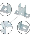 Eight Hole Wing Shape 90 Degree Connector Bracket For One Half Inch Bolt In One And Five Eighths Inch Strut Channel close-up view