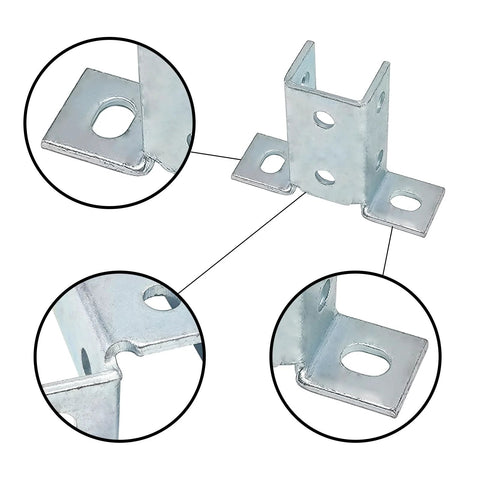 Eight Hole Wing Shape 90 Degree Connector Bracket For One Half Inch Bolt In One And Five Eighths Inch Strut Channel close-up view