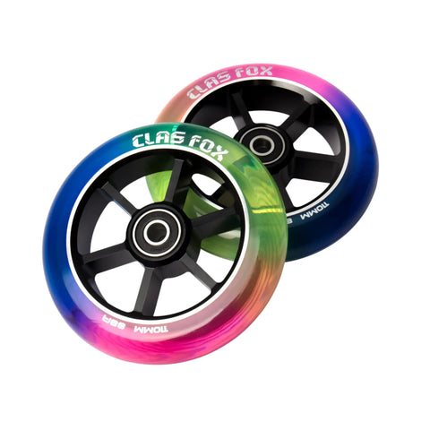 Top Shelf Pro Stunt Scooter Wheels 110Mm With Fast Rolling Abec 9 Bearings And Cnc Machined Aluminum Core Mid Rebound Polyurethane Shell Designed For Nailing Every Kick Flip Tricking Session Red Yellow Blue