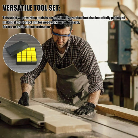 Pro Level 28 Piece Woodworking Setup Blocks With Precision Spacer Gauges For Table Saws And Routers Includes Heavy Duty Storage Crate on workbench.
