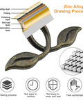 Cross-section of zinc alloy bronze leaf drawer pull layers; shows decontamination, anti-rust, polishing, plating, and sealing layers
