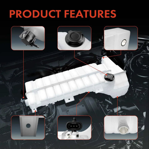 Heavy Duty Engine Coolant Reservoir With Caps And Sensor For Volvo VNL VHD VNM Trucks 2008-2024 with product features overview