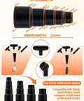 5-piece all-in-one vacuum hose adapter kit for wet dry shop vacuums, showing various adapter sizes and compatibility with popular vacuum brands.