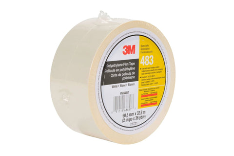 Polyethylene Conformable Tape 483, Single Roll, White, 2 in x 36 yd (5.0 mil), for sealing and moistureproofing