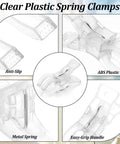 Clear 3.5 Inch Spring Clamps, Your Go-To Heavy Duty Transparent Clips for Balloon Arches, Backdrops, 20 Pack; ABS plastic close-up