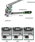 Heavy Duty Manual Tubing Bender Knocks Out Smooth 180 Degree Bends On Copper Coils And Brake Lines Quick 3 In 1 Swivel Jaw Handle Crank Setup with rubber handle and clear dial.