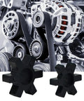 Four Pack L090 L095 NBR Rubber Spider Inserts For L Jaw Coupler Set in front of industrial machinery components