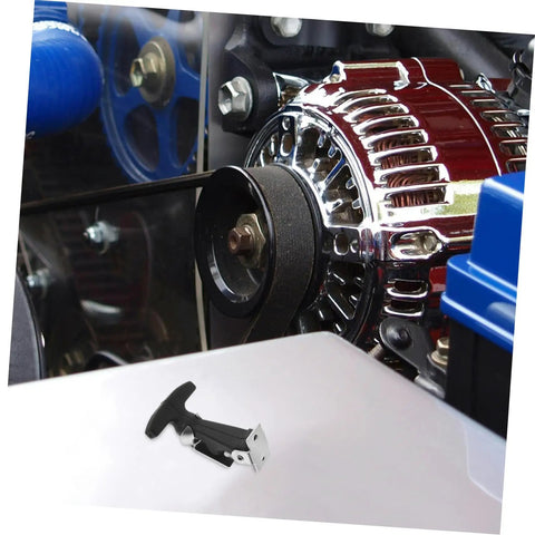 Elastic Rubber Hood Latch Kit for vehicles with shock absorption on engine cover, black color.