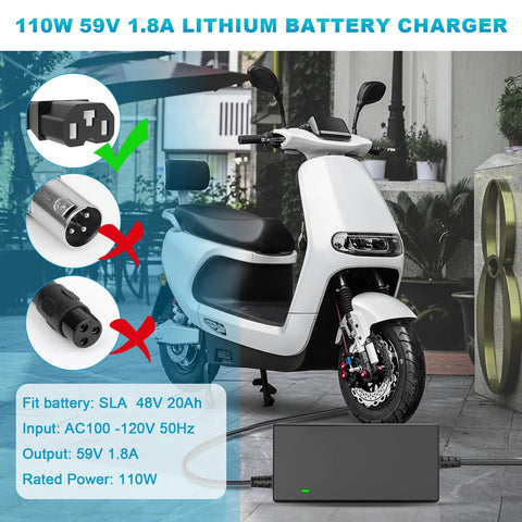 High Efficiency 59V 1.8A Lead Acid Battery Charger For 48V 12Ah Electric Bicycle Battery With 3 Hole Plug AC Adapter