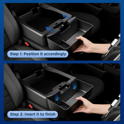 Installation steps of Center Console Hanging Organizer Tray For Chevy Silverado Sierra 2019-2026, ABS custom fit for split-bench.