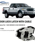 Rear Left Driver Side Door Lock Actuator Latch Assembly With Cable For 2004 To 2008 Ford F150 Extended Cab Pickup Truck close-up view showing detail and design.