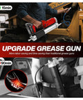 Mechanic using 2 In 1 Cordless Electric Grease Gun Kit With 12000 PSI Output, 5.3 Oz Per Min, Dual Pistol And Straight Grip.