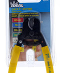 Hella Versatile Data T Cutter Wire Tool For Structured Networks And Coax Cables Up To Rg 11 in packaging, showing large jaw and yellow grips.