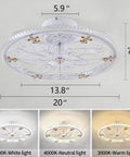 20 Inch Caged Ceiling Fan With Light Six Speeds Remote Control Low Profile Flush Mount Farmhouse Style Quiet Copper Motor For Bedroom Or Kitchen Energy Efficient Enclosed Design white fan glow