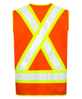 Back view of High Vis FR Safety Vest Zip Front Flame Resistant Workwear ANSI Class 1 with reflective tape.